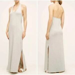 Saturday Sunday Anthropologie Halter Maxi Slip Dress Heather Gray Medium
